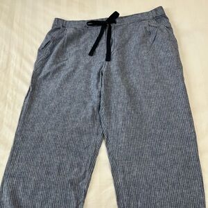 Striped linen blend drawstring pants